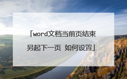 word文档当前页结束 另起下一页 如何设置