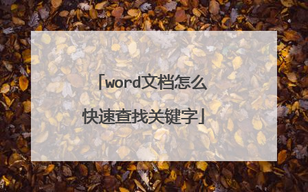 word文档怎么快速查找关键字