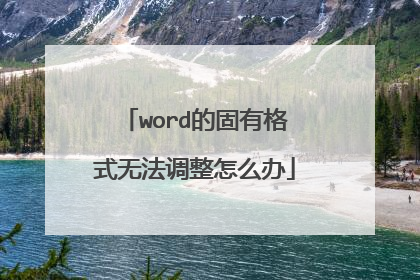 word的固有格式无法调整怎么办