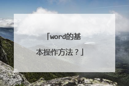 word的基本操作方法？