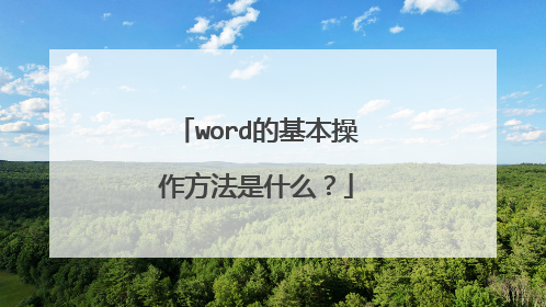 word的基本操作方法是什么？