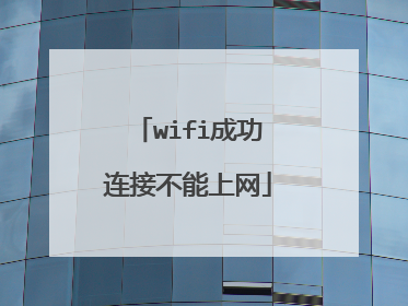wifi成功连接不能上网