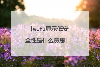 wifi显示低安全性是什么意思