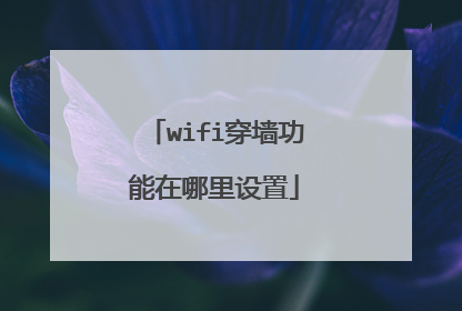 wifi穿墙功能在哪里设置