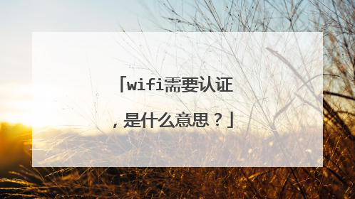 wifi需要认证,是什么意思?