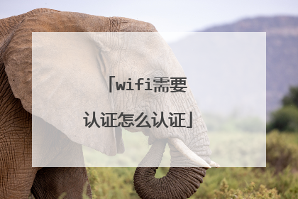 wifi需要认证怎么认证