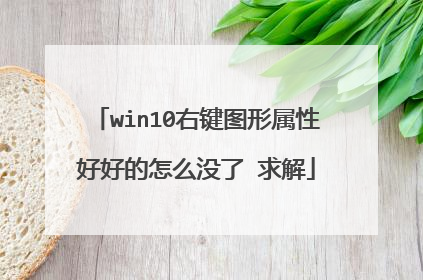 win10右键图形属性好好的怎么没了 求解