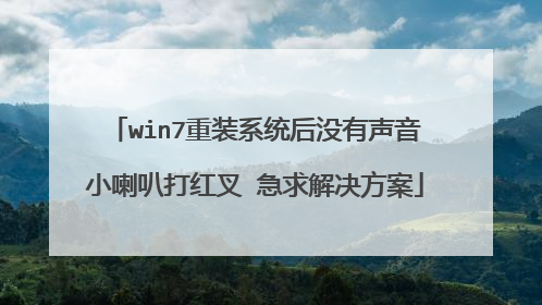 win7重装系统后没有声音小喇叭打红叉 急求解决方案