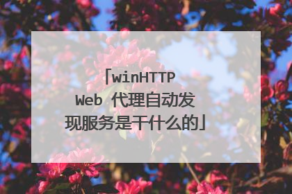 winHTTP Web 代理自动发现服务是干什么的