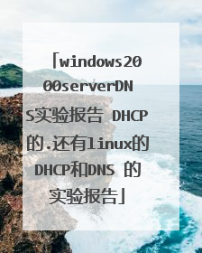 windows2000serverDNS实验报告 DHCP的.还有linux的DHCP和DNS 的实验报告