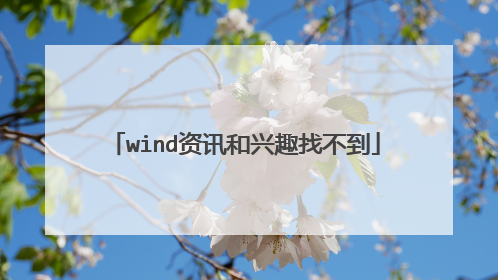 wind资讯和兴趣找不到