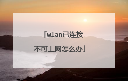 wlan已连接不可上网怎么办