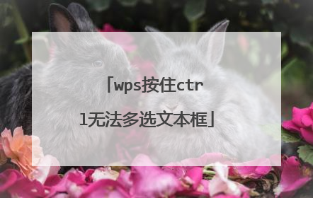 wps按住ctrl无法多选文本框