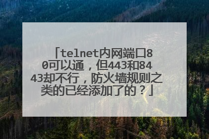 telnet内网端口80可以通,但443和8443却不行,防火墙规则之类的已经添加了的?