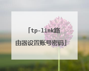 tp-link路由器设置账号密码