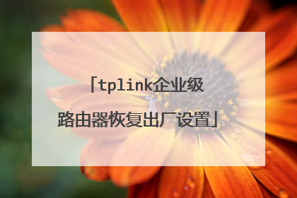 tplink企业级路由器恢复出厂设置