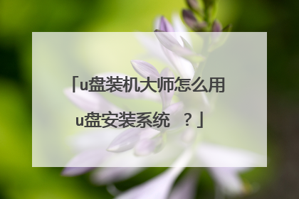u盘装机大师怎么用u盘安装系统 ?